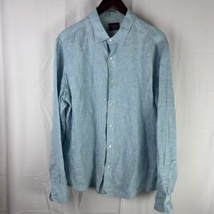 UNTUCKit Linen Shirt Men XL Slim Fit Franconia WR Blue L/S Button Beach Tropical